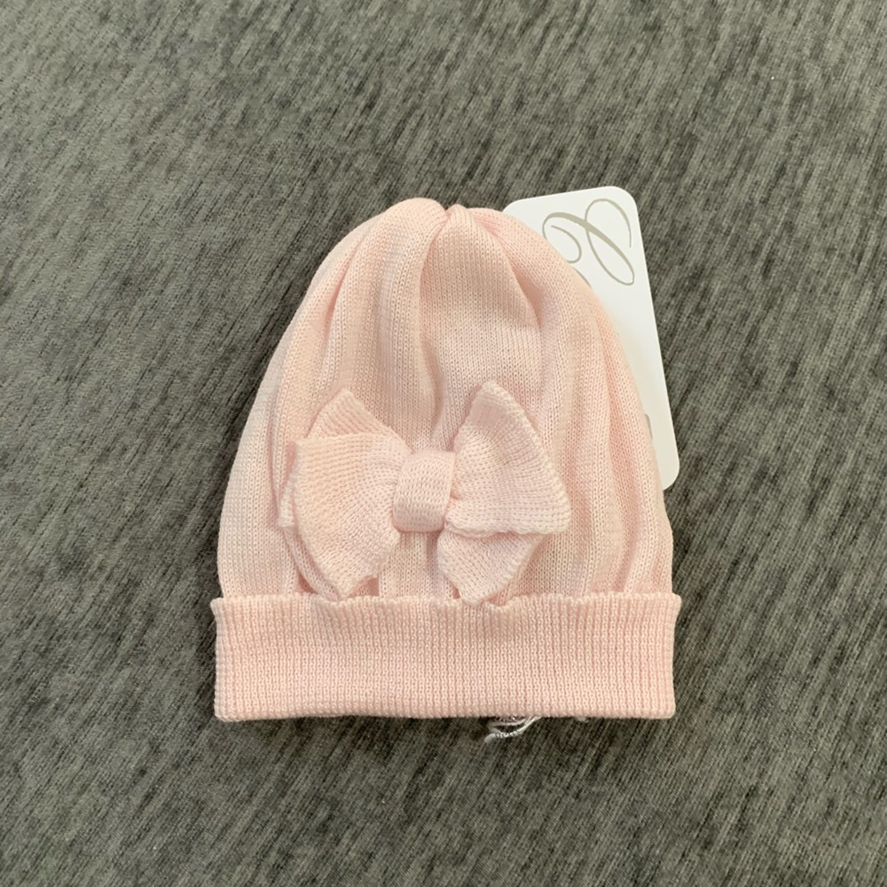 Catya baby pink winter hat with bow